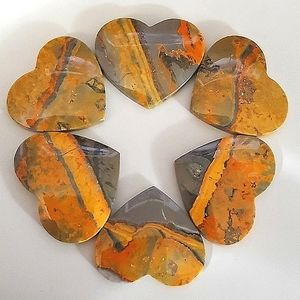 Bumblebee Jasper Carved Flatback Cabochon Heart